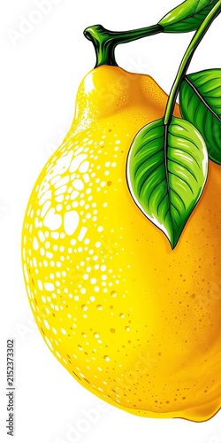 Vibrant drawing of a bright yellow lemon with textured rind, fresh, ||yellow