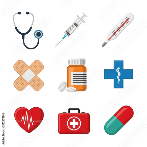 Medical icons set flat design