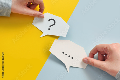 Obraz na płótnie Question and ellipsis speech bubbles. Uncertainty and communication concept