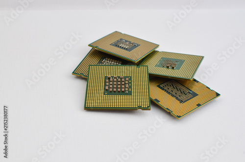 Cuadro en lienzo Technology in focus with close-up of a shiny computer processor on a light surface