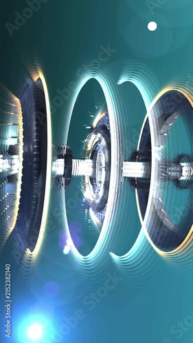 Futuristic alien spaceship engine technology assembling