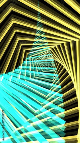 Abstract neon yellow and cyan tunnel animation
