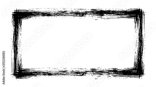 Black brush stroke frame grunge rectangular border vector illustration for graphic design projects