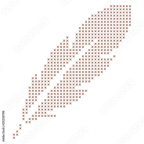 Quill Cross Stitch Pattern, Feather Embroidery Design, Vintage Needlework, X Stitch Template, Writing Pen Symbol, Pixel Art, Handmade Textile Craft, Decorative Illustration, Transparent Background