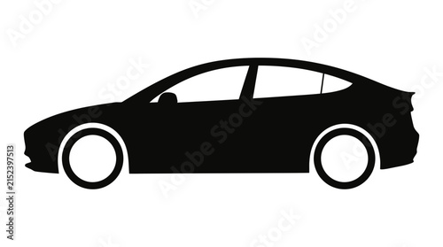 Sleek sedan vehicle silhouette icon rendered as a high quality vector graphic illustration featuring sharp clean lines perfect for modern transportation design projects or automotive branding and web 