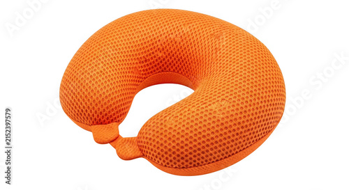 Orange travel neck pillow isolated on transparent background