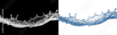 Obraz na plátne Dynamic water splash crown, realistic liquid wave with droplets, clear blue wate