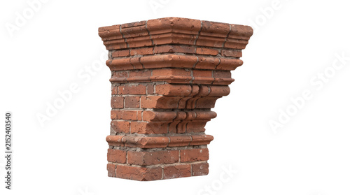 Antique red brick architectural corbel isolated on transparent background png
