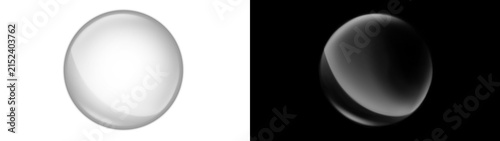 Canvastavla Glossy white transparent sphere glass orb icon isolated on light background