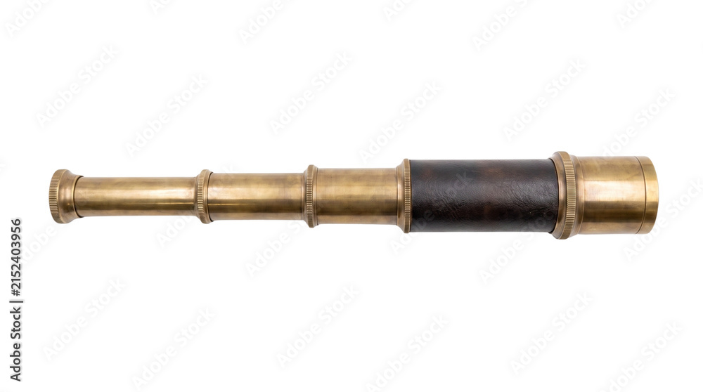 Fototapeta premium vintage brass nautical spyglass telescope isolated on transparent background png