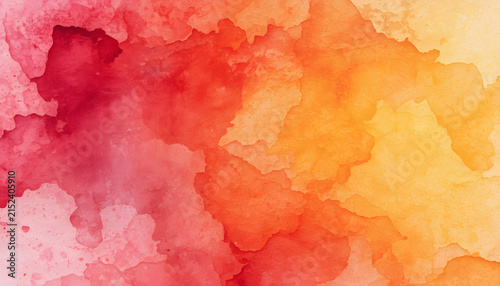 Vibrant Red, Orange and Coral Watercolor Abstract Texture with Dynamic Blended Pigments and Fiery Gradient