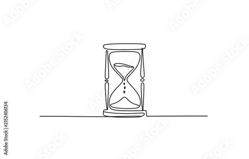 hourglass isolated on white, Simple line art drawing of an hourglass representing the concept of time