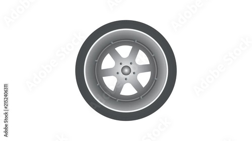 Image of animated rotating car wheels with transparent background. 4K Video Recording. Car Wheel Spin.