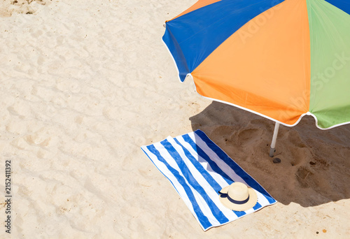 Colorful beach umbrella and...