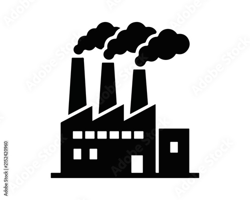 Industrial factory building with smoking chimneys icon industry pollution