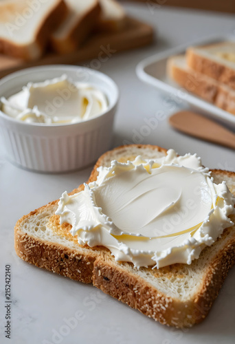 Cream cheese spread on toas...