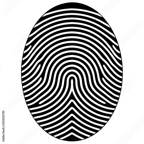 Biometric Fingerprint Scan ID Identity Security Verification System Black Vector Silhouette Icon Isolated on White Background
