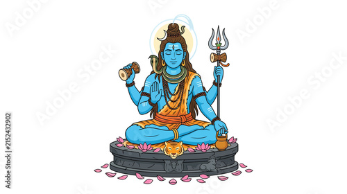 Принти на полотні Meditating Blue Deity with Trident and Drum