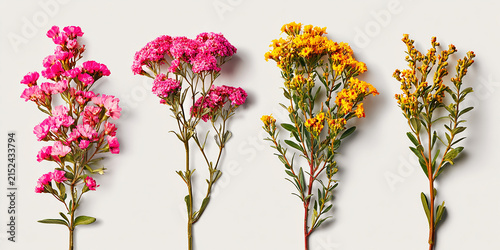 Bright yellow flowers on branches, watercolor illustration