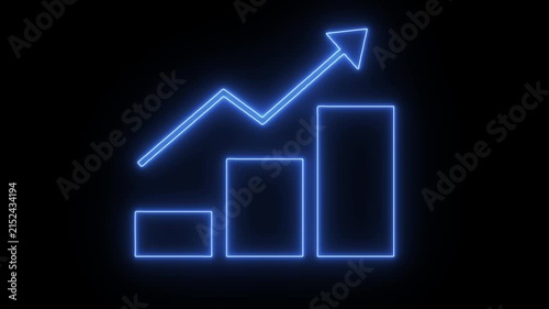 Red Bar Chart with Upward Trend Arrow for Business Growth. animation of a red bar chart with a rising trend arrow isolated on a black background.