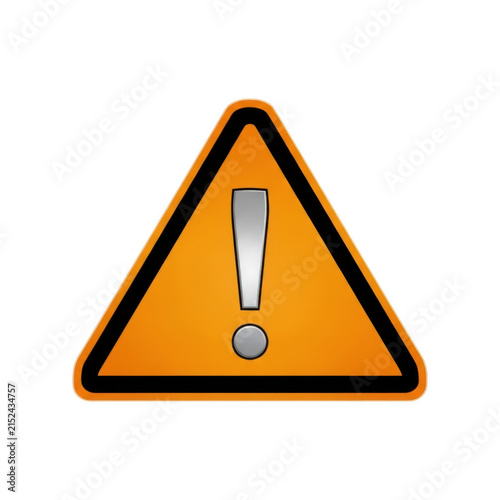 Orange triangle warning sign with exclamation mark icon