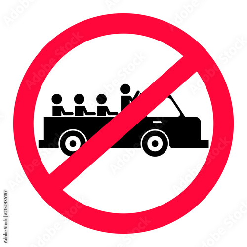 Do not transport passenger on open truck sign