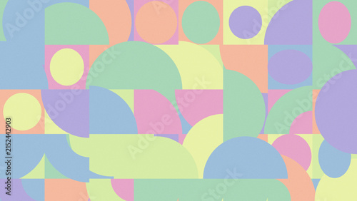 Fotografie A lively arrangement of overlapping circles, arches, and rectangles uses a gentle pastel palette to create a playful, balanced backdrop for websites, posters, and seasonal designs