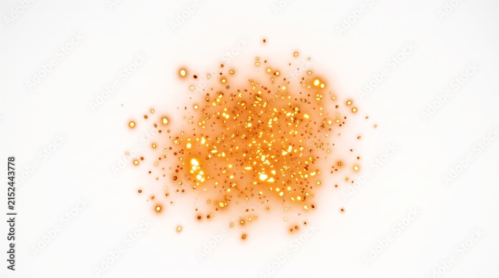 Obraz premium Bright orange sparks burst in all directions on a white background. Concept of energy, celebration, and excitement, ideal for overlay, advertising, design, and creative projects. Generative AI.
