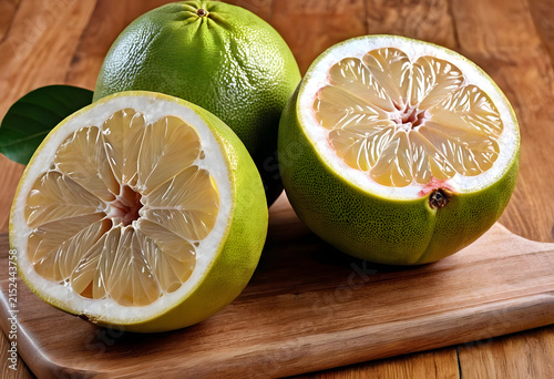 Fresh green pomelo fruit, w...