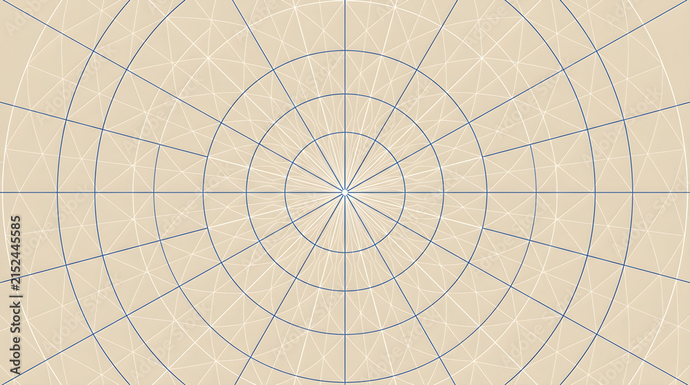 Fototapeta premium A grid of light beige with blue and white lines creating a circular pattern, suitable for a geometric background.