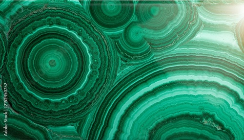 Obraz na płótnie Malachite stone surface with natural concentric green bands
