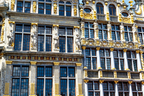 Facades of the old guild houses at Grand Place Market sqaure in Brussels, Belgium, Europe