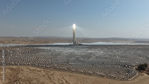 Quadro su tela ashalim, solar tower, solar power station, renewable energy, aerial shot, drone