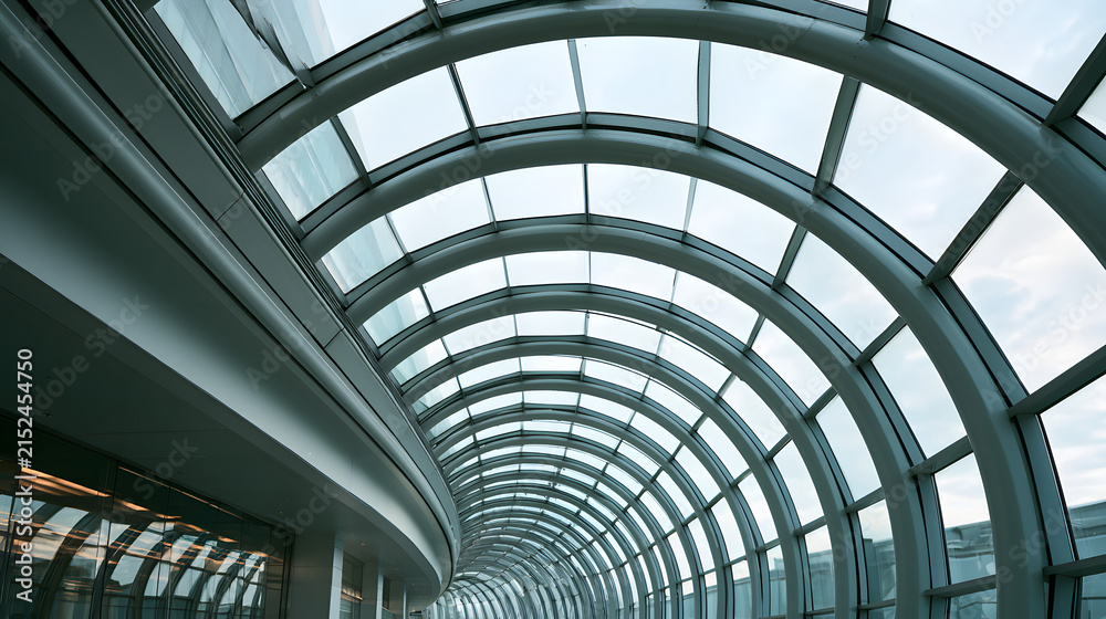 Fototapeta premium Minimal Curved Glass Walkway Roof