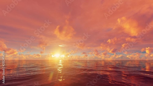 Sunset over the sea. Illustration on the theme of climate and the sea, the planet, and ecology.