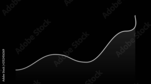 Luminous Business Growth Curve Line Moving Upward on Dark Background