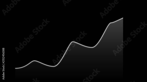 Abstract Business Growth Line Graph Animating Upwards on a Black Background