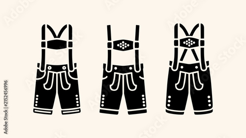 Fotografía Set of three black silhouette of traditional bavarian leather lederhosen shorts