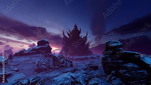 A sorcerer's castle on the cliffs. An illustration on the theme of fantasy and horror, fear and magic.