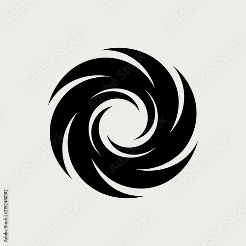 Abstract swirl vortex icon, black spiral shape design element