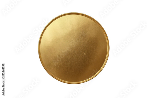 Round matte gold disc with a thin raised circular rim