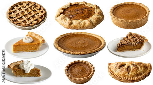 Foto A collection of pumpkin pie desserts in classic and specialty forms, featuring festive autumn pastries with spiced filling and flaky crusts