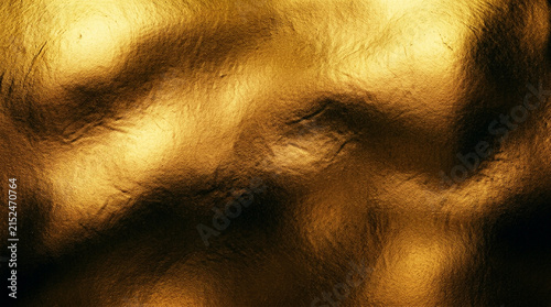 Obraz na płótnie Shiny Crumpled Gold Foil Texture Background with Metallic Luster