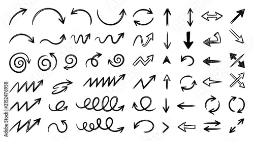 Hand drawn arrows and doodles on a black background