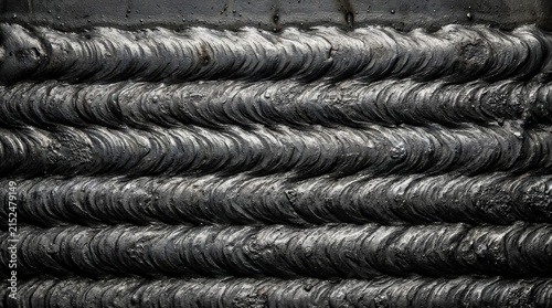 Industrial concept background of textured metal with parallel welded seams.