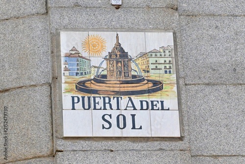 Ceramic street and signboard, Puerta del Sol, Madrid, Spain,
August 08, 2026