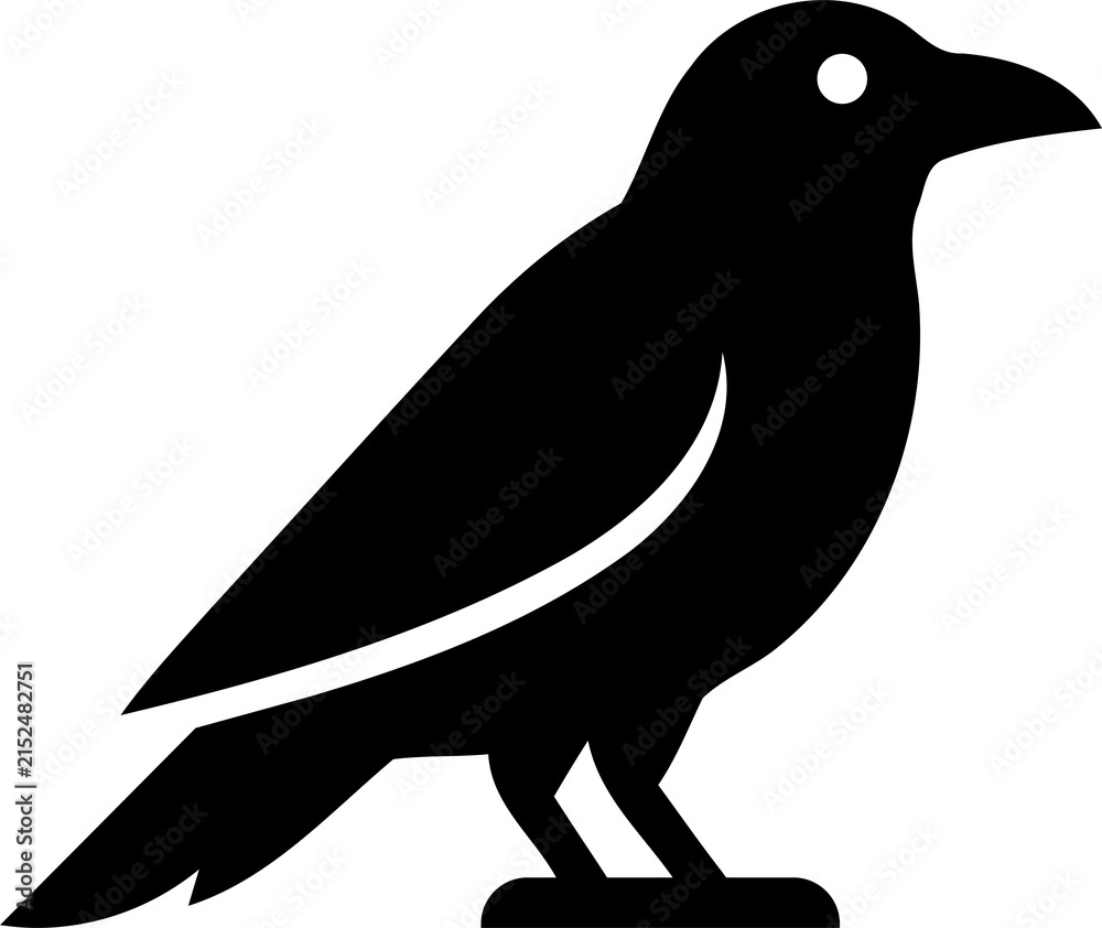 Obraz premium Black crow bird silhouette icon design isolated on transparent background