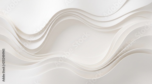 Abstract background with smooth white flowing waves and soft shadows.