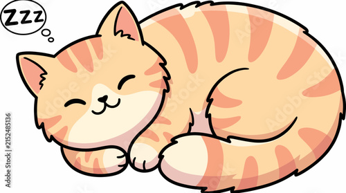 Flat sleeping tabby cat icon with zzz speech bubble veterinary service