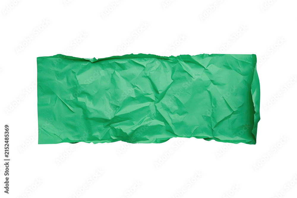 Fototapeta premium Dark green crumpled paper banner strip